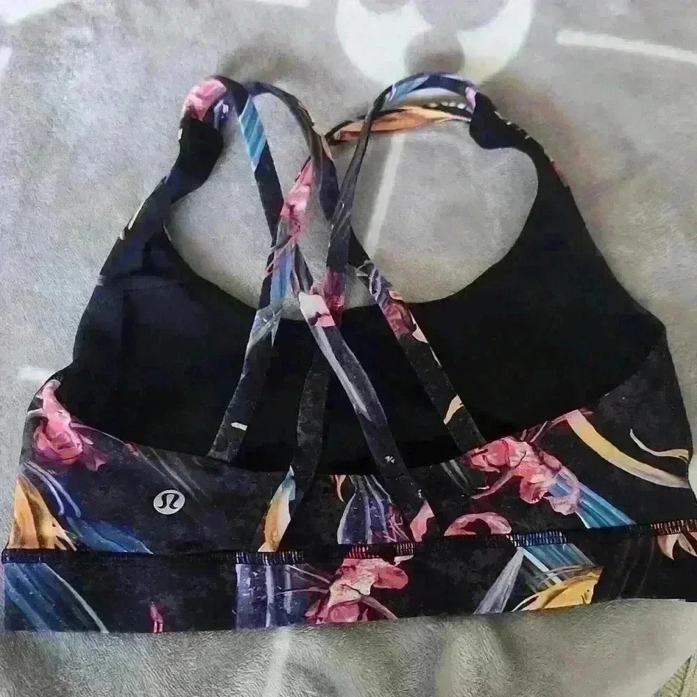 Lululemon Veiled Floral Black Multi Bra - Picture 5 of 6